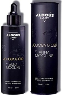 Fles en doos van Aldous Labs Jojoba & CBD olie