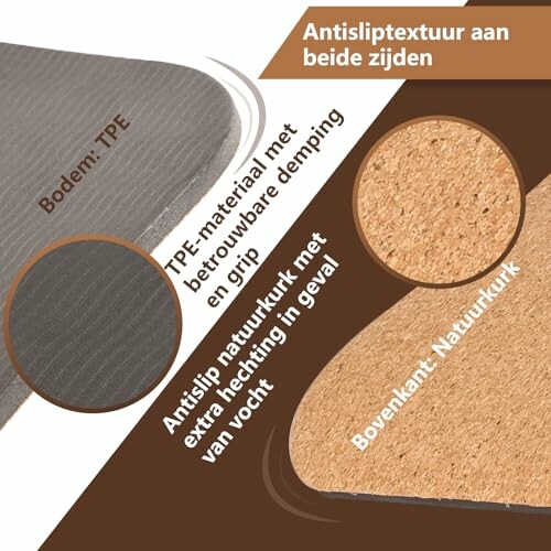 Antislipmat met TPE-materiaal en natuurkork