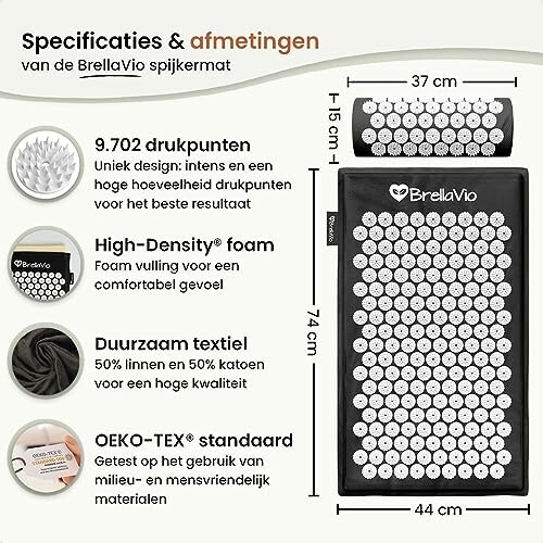 Specificaties en afmetingen van de BrellaVio spijkermat