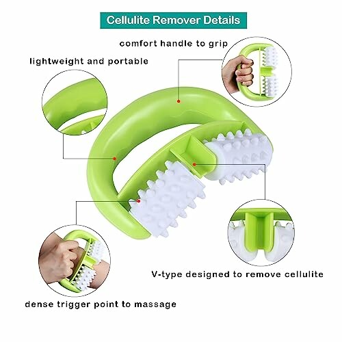 Groene cellulite massager met handvat en rollers