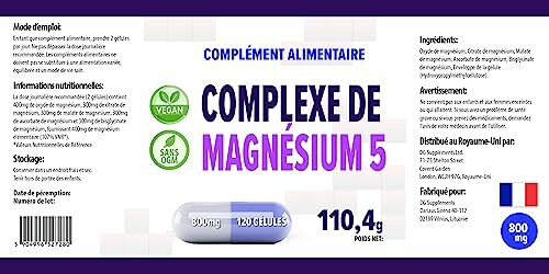 Etiket van magnesiumsupplement verpakking