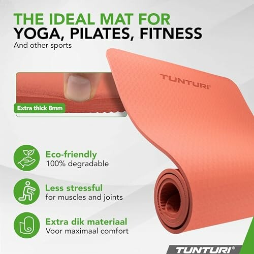 Milieuvriendelijke yogamat met extra dik materiaal en comfort.