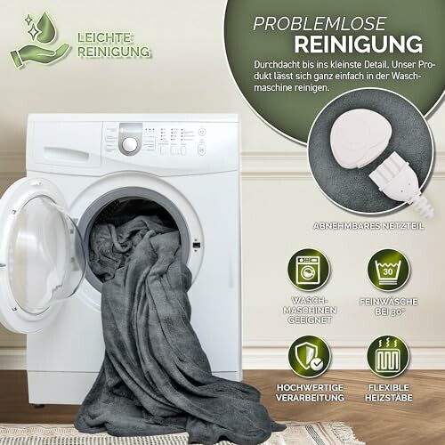 Wasmachine met een elektrische deken erin, geschikt voor gemakkelijke reiniging.