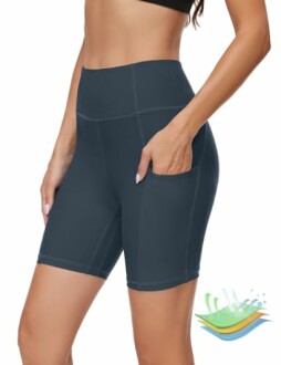 Dames sportieve fietsbroek met hoge taille en zakken