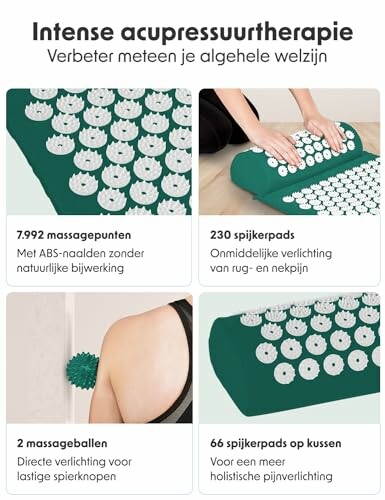 Set voor intense acupressuurtherapie met massagekussen en spijkermat