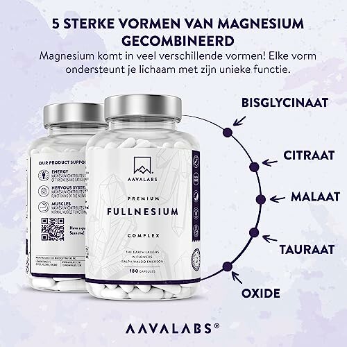 Twee flessen magnesium supplementen met verschillende vormen.