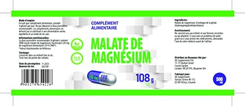 Etiket van magnesiumsupplement in Franse taal