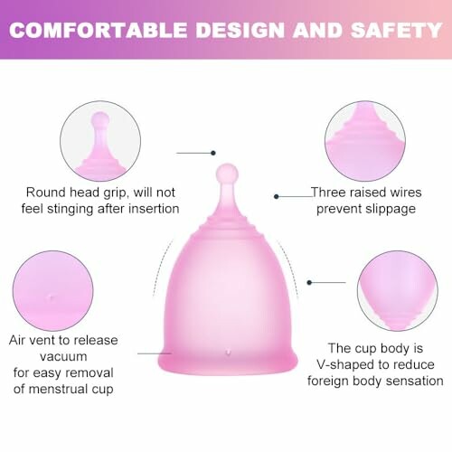 Roze menstruatiecup met ontwerp- en veiligheidskenmerken