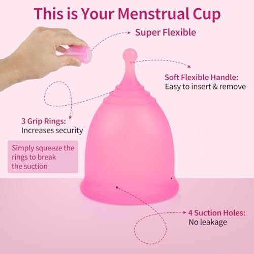 Diagram van een menstruatiecup met beschrijvingen