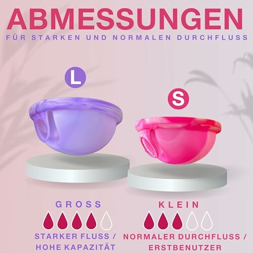 Menstruatiecups in twee maten voor verschillende doorstroming