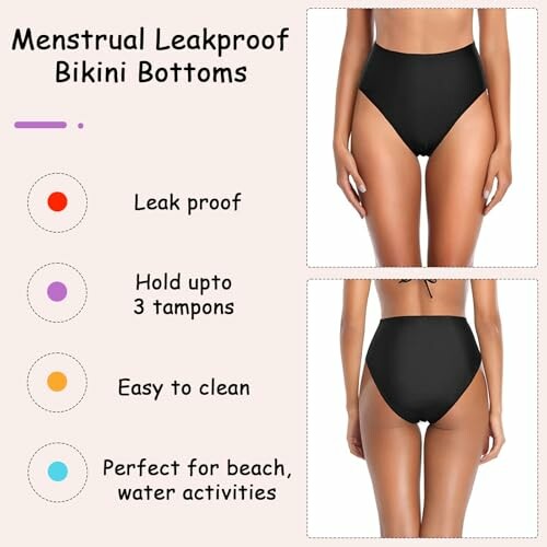 Menstruele lekvrije bikinibroekjes voor strandactiviteiten.