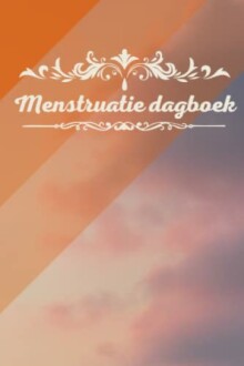 Omslag van een menstruatie dagboek met sierlijke ontwerpen.