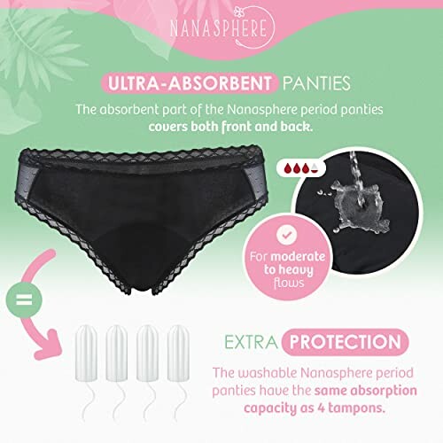 Ultra-absorberende menstruatieonderbroek met extra bescherming.