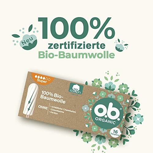 100% gecertificeerde biologische katoen tampons verpakking