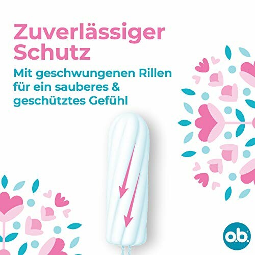 Advertentie voor tampons met bloemen en tekst in het Duits.