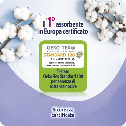 Oeko-Tex gecertificeerd label met katoenbloemen