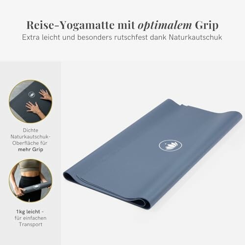 Grijze yogamat met optimale grip en licht gewicht.