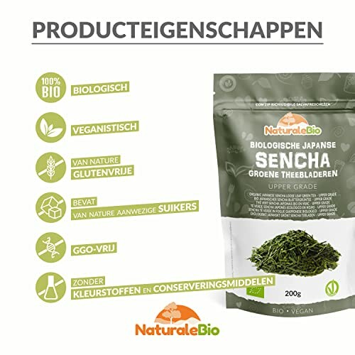 Verpakking van biologische Japanse Sencha groene theebladeren