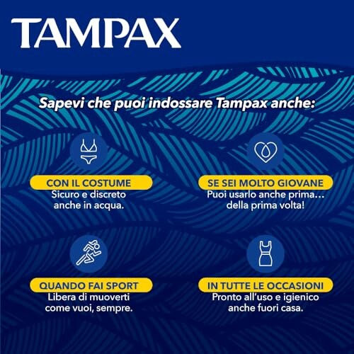 Gebruik van Tampax in verschillende situaties.