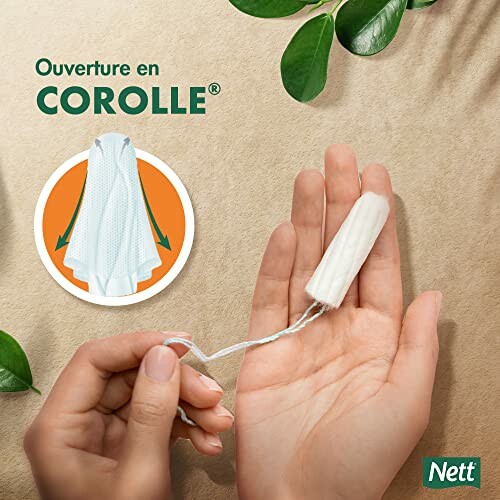 Tampon met corolle-opening en hand.