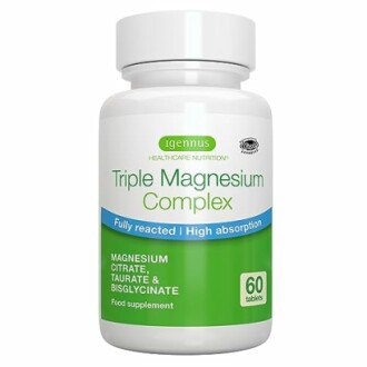 Flesje Triple Magnesium Complex supplement met 60 tabletten.