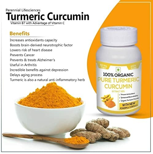 100% biologische kurkuma curcumine supplement met gezondheidsvoordelen