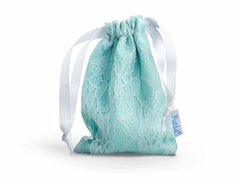 Turquoise kanten geschenkzak met witte linten