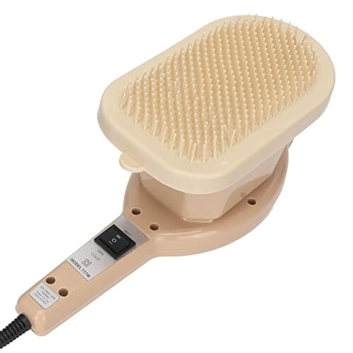 Beige elektrische massageborstel met handvat.