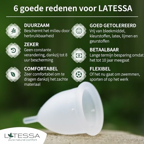 Informatie over LateSSA menstruatiecup voordelen