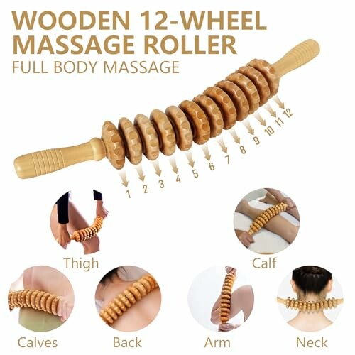 Houten massage roller met 12 wielen voor lichaamsmassage