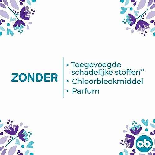 Lijst zonder schadelijke stoffen, chloorbleekmiddel en parfum